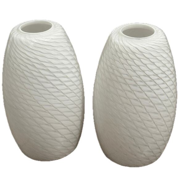 Glass Shade Pendant Lamp White Swirl Textured 1.75" Top Opening 8" Tall - 1 or 2 - Picture 2 of 7